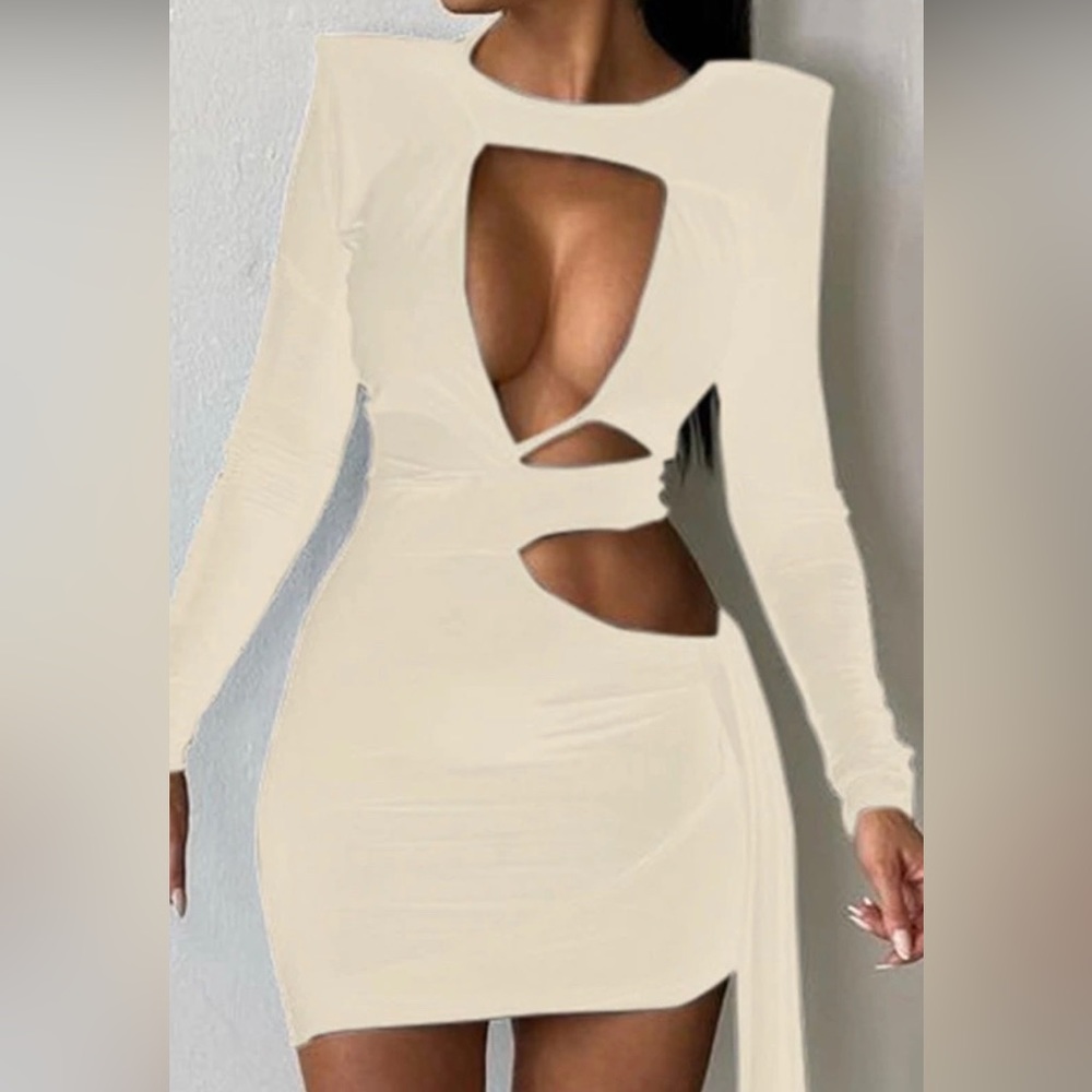 Beige body con dress.